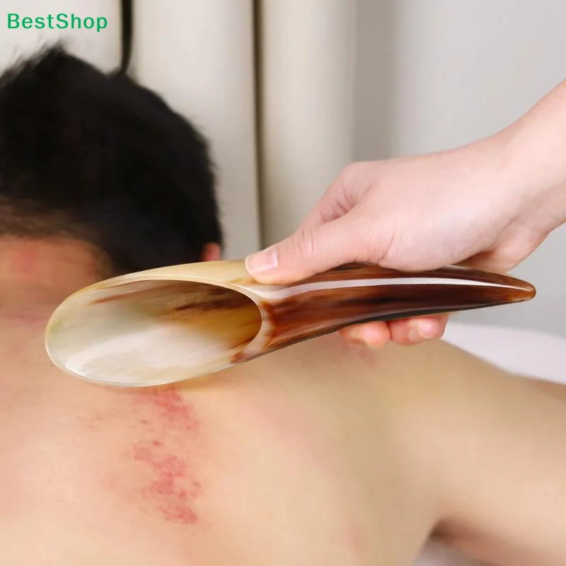 

✂Natural Ox Horn Gua Sha Tool,Traditional Chinese Massage Scraping Tool,Horn Scoop Shape for Body,Back,Neck Acupoint Therapy