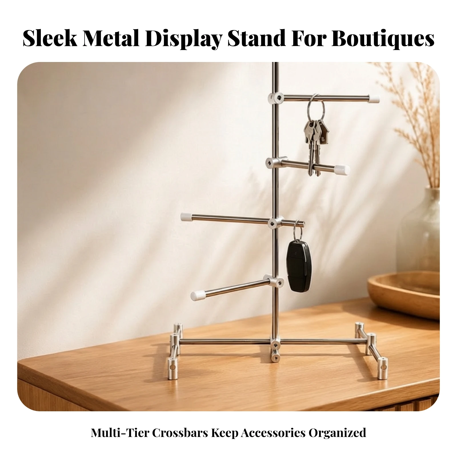 Desktop Stand Compact Desktop Hanging Rack Tabletop Organizer with Hanging Arms Stainless Steel for Desk, Vanity