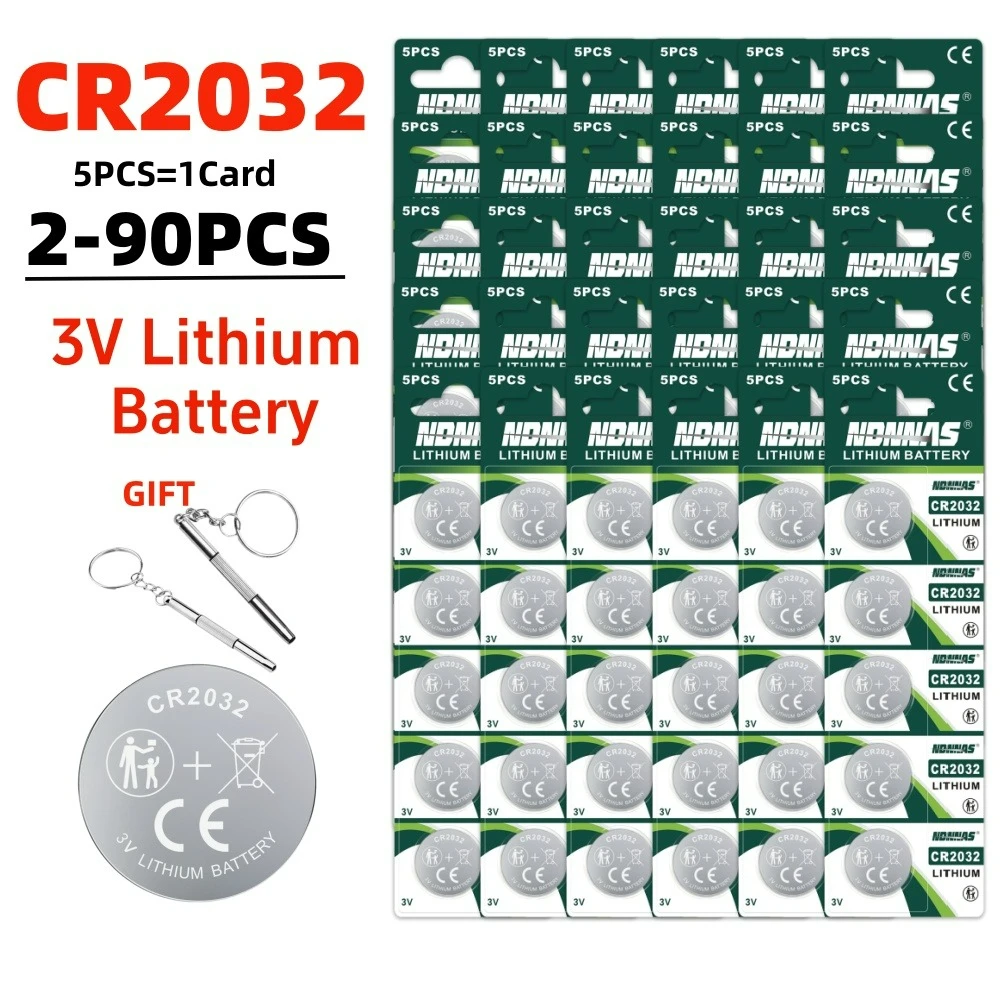 2-90PCS CR2032 3V Lithium Battery 220mAh High Capacity Button Coin Cell Mercury free For Watch Car Key Remote Calculator Toy