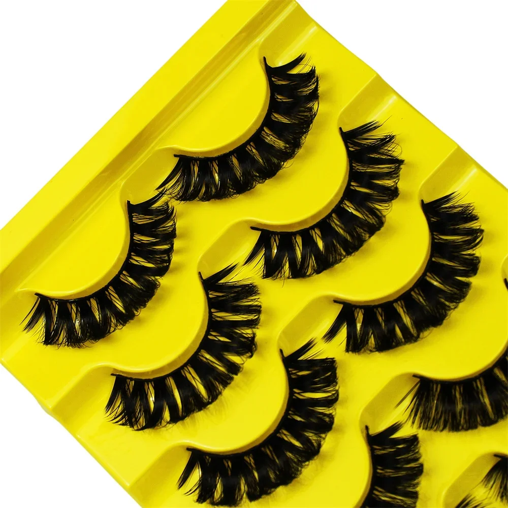 5 Pairs DD Curl Russian False Eyelashes 3D Mink Eyelashes Reusable Fluffy False Lashes eyelashes extensions