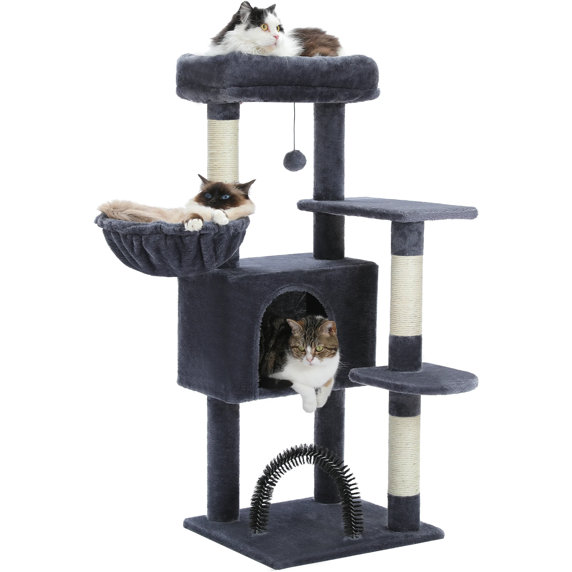 Imagem -05 - Indoor Multi-layer Cat Tree Cat Tower Self Groomer Sisal Coçar Posts Casa Grande Hummock Poleiro Altura 120cm