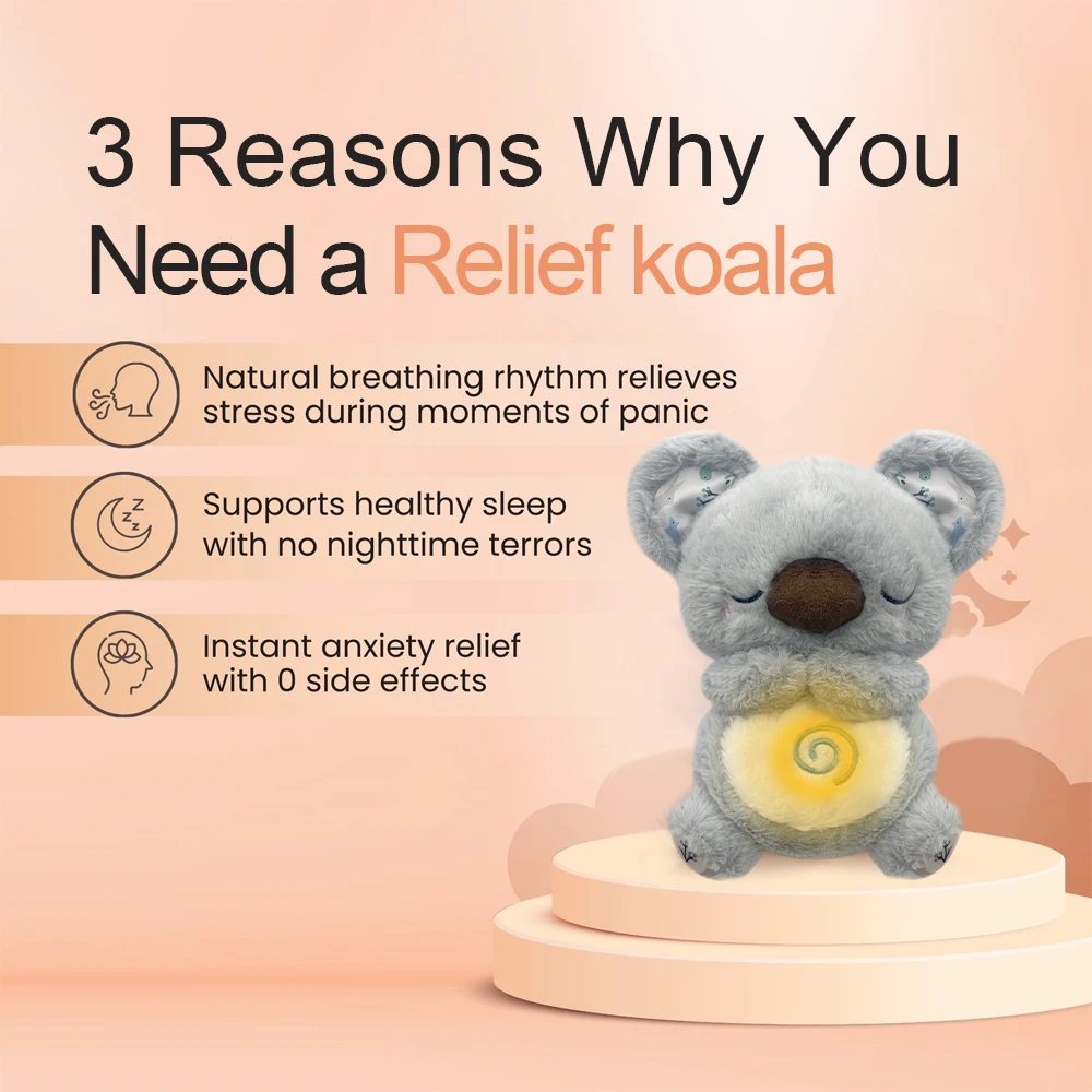 Multifunction Breathing Koala Pro Soothing Otter Plush for Kids Glow Music Baby Sleeping Companion Sound Light Doll Sensory Toy