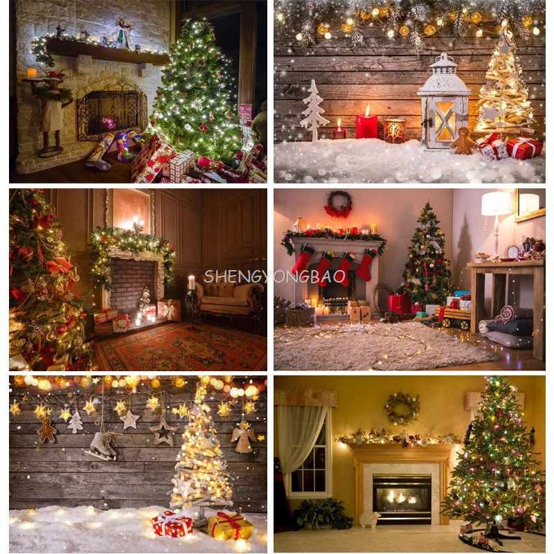 

SHENGYONGBAO Vinyl Custom Christmas Day Photography Backdrops Prop Christmas Tree Festival Photo Studio Background XT20924SD-14