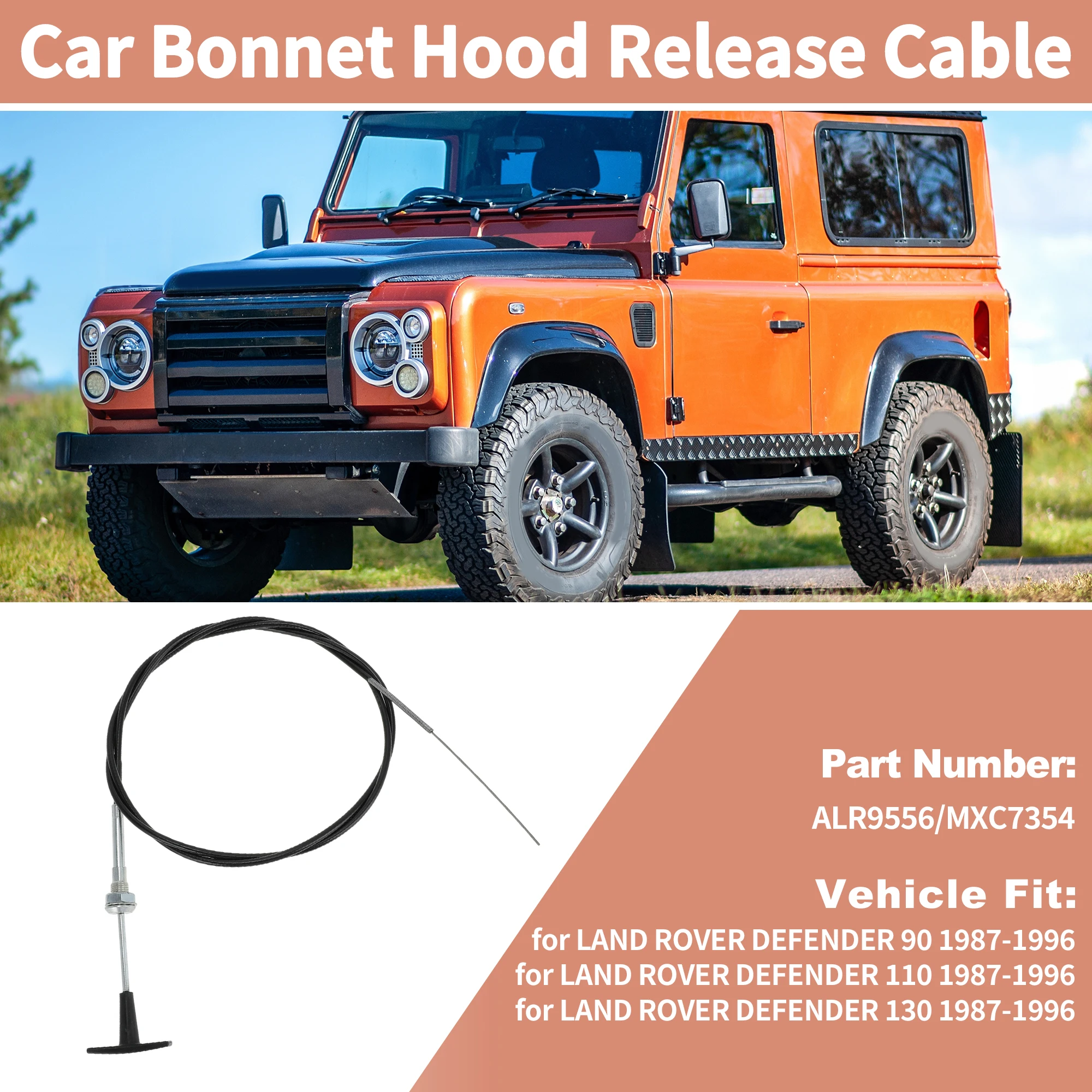 UXCELL ALR9556 For Land Rover Defender 90 110 130 1987-1996 Bonnet Pull Release Cable