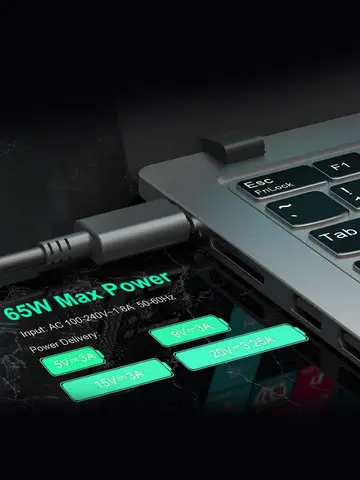 रिलेटेक 65W USB C लैपटॉप चार्जर पावर अडैप्टर Lenovo ThinkPad, HP, Chromebook, Yoga, Dell, ASUS, Acer टाइप C के लिए फास्ट पावर अडैप्टर 10 best sales लैपटॉप चार्जर - №1