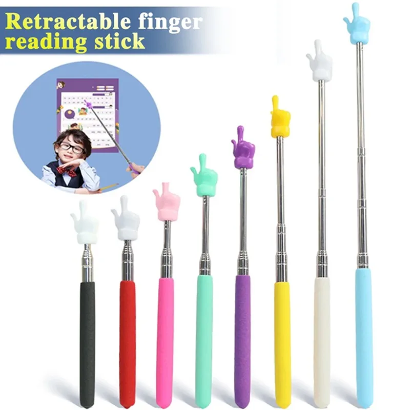 8-1Pcs Retractable Teaching Stick Finger Design Reading Sticks Teaching Tools for Children Student Class Whiteboard Pointer