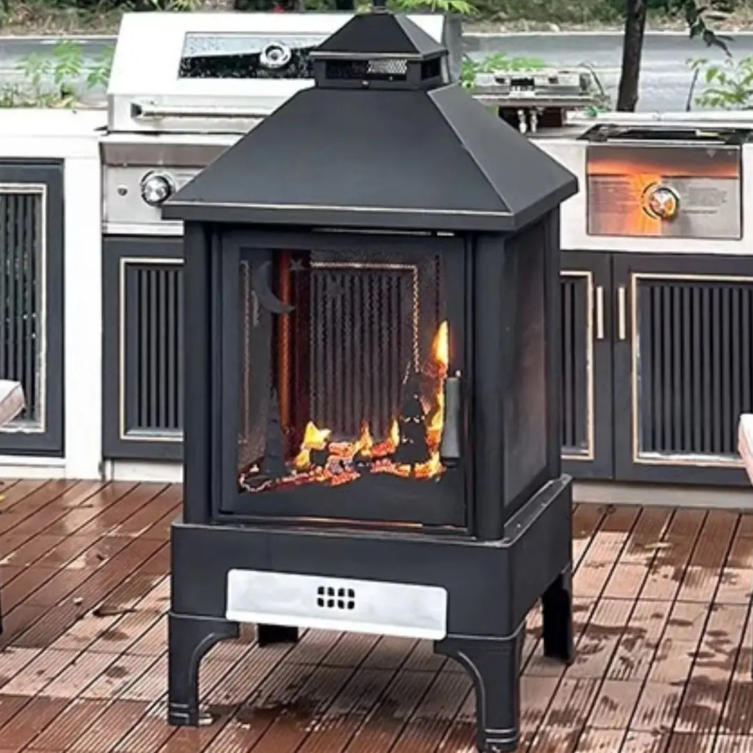 

Heavy Duty Garden Metal Outdoor Heating Furnace For Backyard Fir Pit With Attached Grill Plate