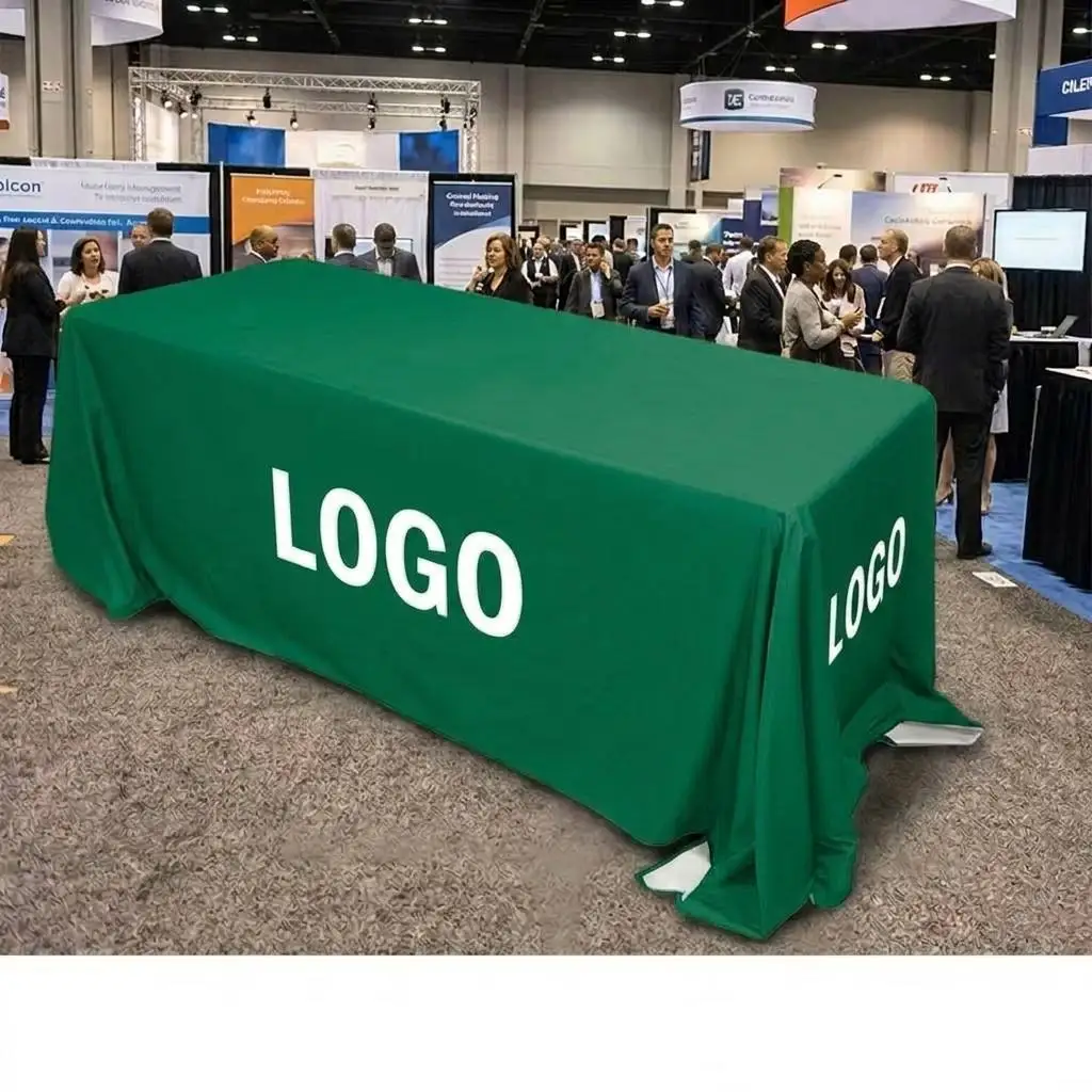 6FT Company Promotion Table Cloth Customized Logo Table Cover For Outdoor Folding Tables Customized Logo Customized Color
