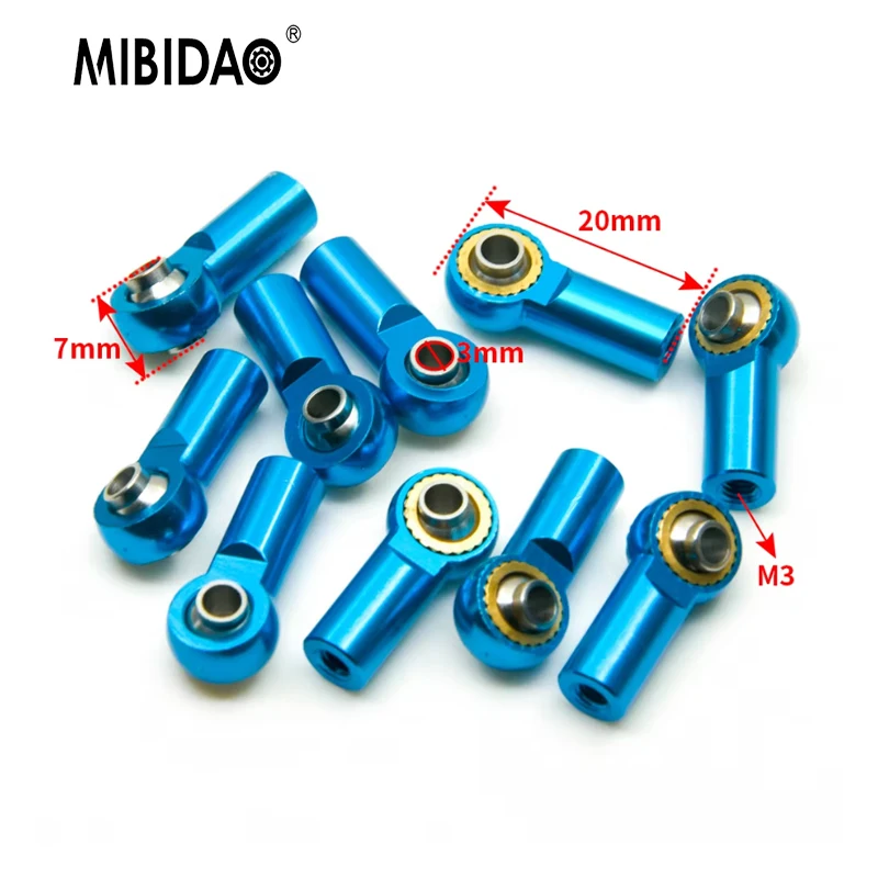 MIBIDAO 5/20Pcs Metal M3 Ball Head Linkage Tie Rod End CW Thread Ball Joint For 1/10 RC Model Car Boat Airplane DIY Parts