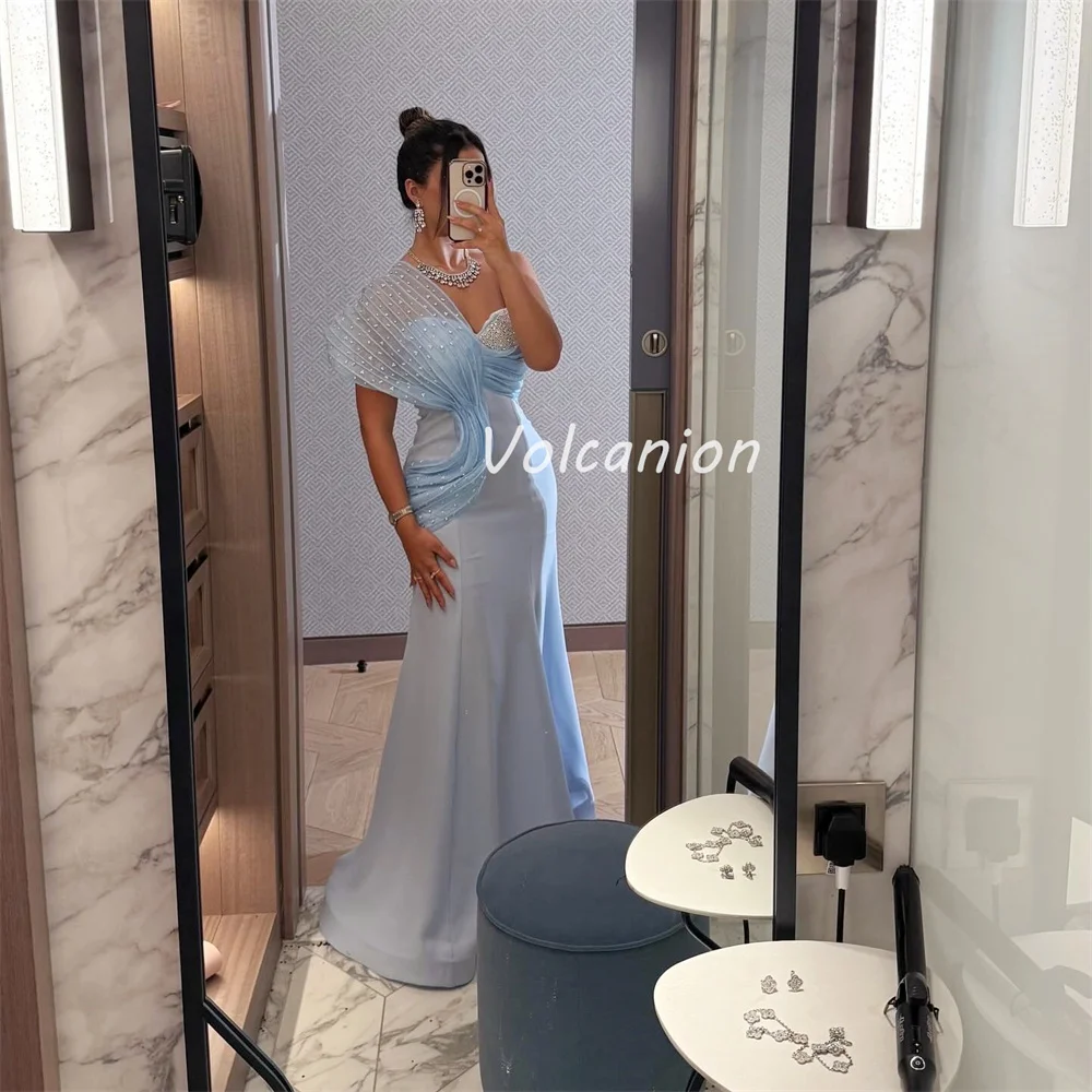 Индивидуальные высококачественные блестящие джерси с жемчугом и бисером, стразами, плиссированные русалки, длинные платья на одно плечо, платья для особых случаев на заказ