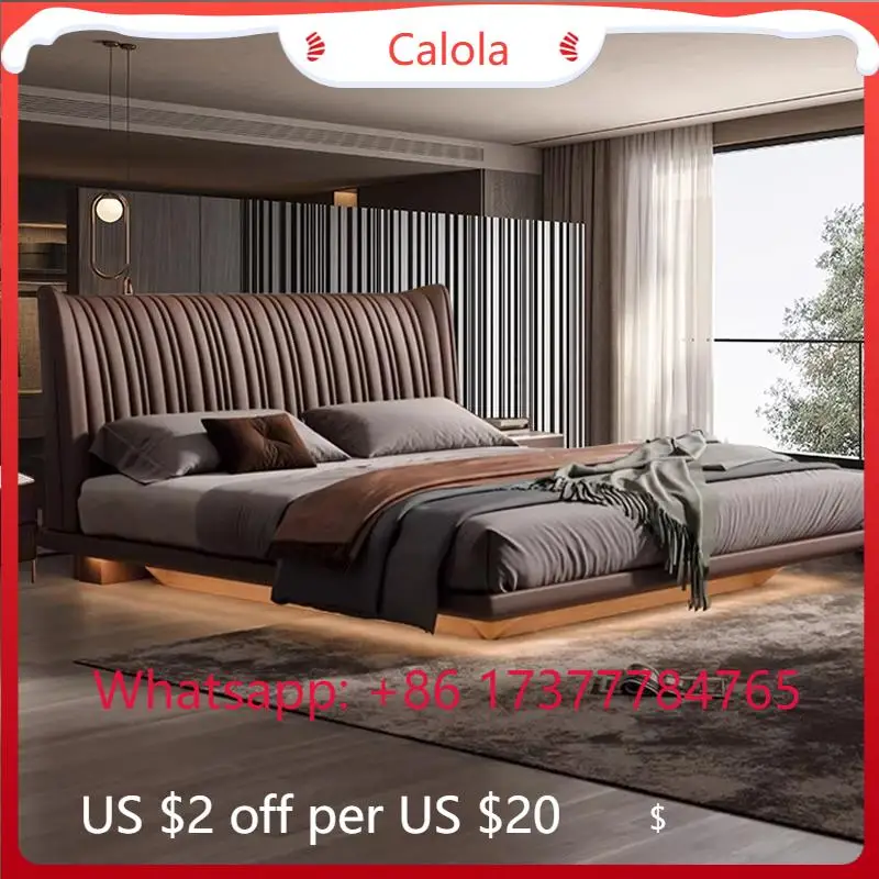 Luxury Wooden Double Bed Headboard Frame Twin Bed Furniture for Master Bedroom