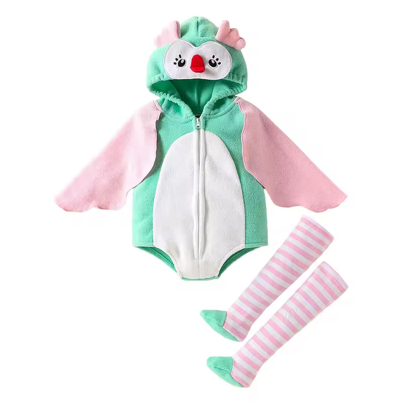 New Designer Cartoon Clothing Zip-up Hooded Romper + Stockings Baby Boy Clothes Baby Girl Casual Sets - Image 10