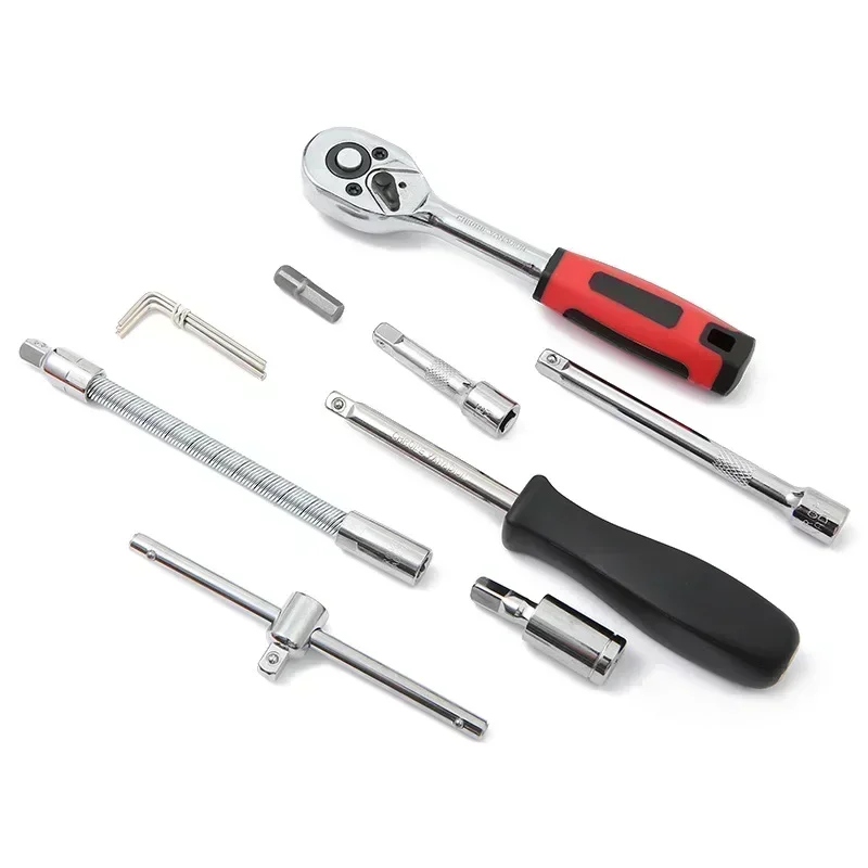 46-teiliger Schraubenschlüssel-Werkzeugsatz für Autoreparatur, 1/4-Zoll-Antrieb, Steckschlüsselsatz, Hardware-Werkzeuge, Steckschlüsselsatz, Amagi – Detail 2