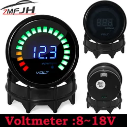 52mm Car Voltmeter Volt Meter Gauge 8-18 Volts Meter For Universal 12V Racing Car Gauge Smoked Lens LED Digital Display Gauge