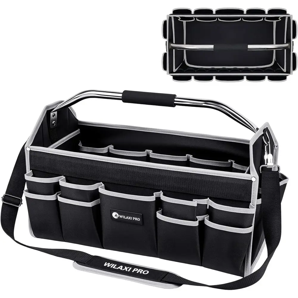 

20in Tool Bags or Men Heavy Duty, 22 PCS kets Tool Bag Organizer oldable Open Top Tool Bag With Handle, Wide Mouth Electrician T