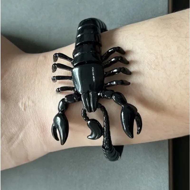 شخصية الإبداعية الهيب هوب الشرير الإسورة 2025 جديد قوي الأسود العقرب الحيوان التيتانيوم الصلب الرجال سوار مجوهرات هالوين #1