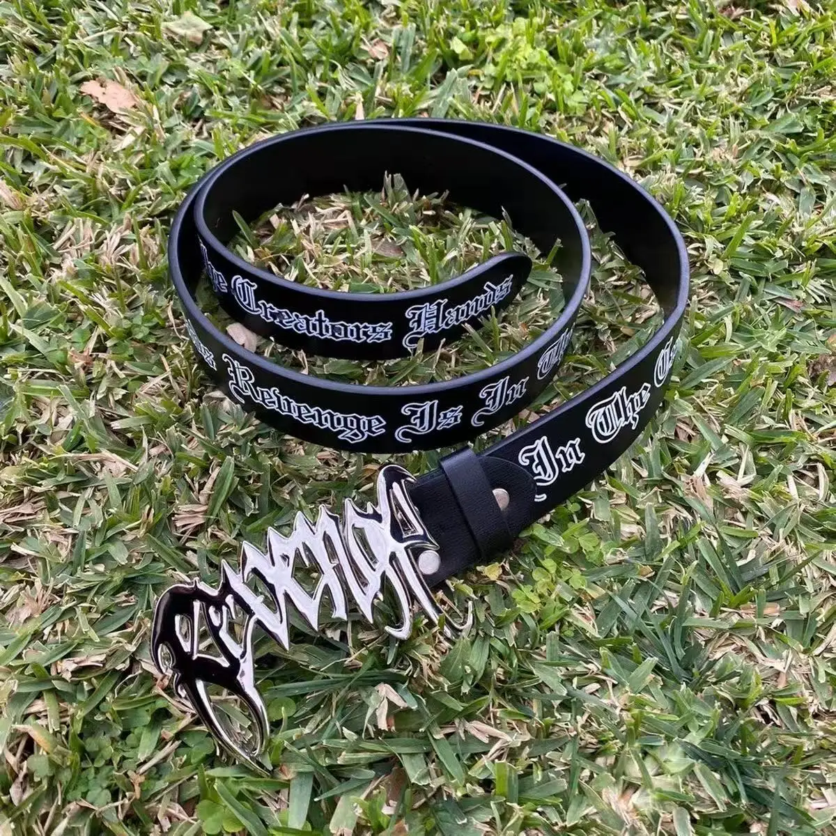 Y2K Gothic Punk PU Leather Waist Belt Skeleton Metal Buckle Waist Belt Dark Grunge Streetwear Harajuku Decor Belt for Men Women