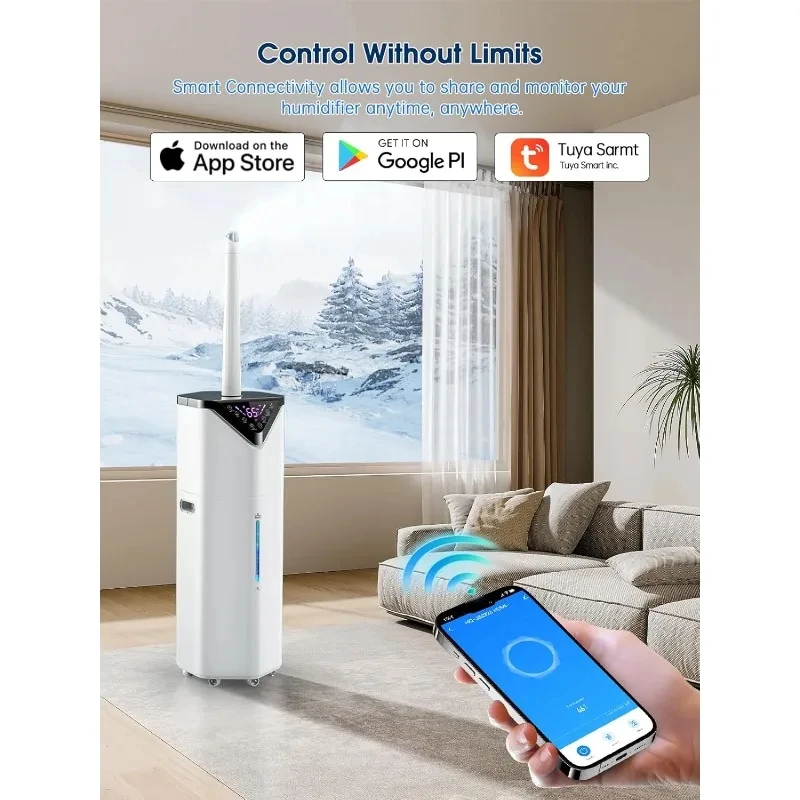 Smart Humidifier  Wi-Fi APP and Remote Control Auto Mist Tube Rotate Diffuser and Ambient Light, Ideal for Bedroom Office Plant