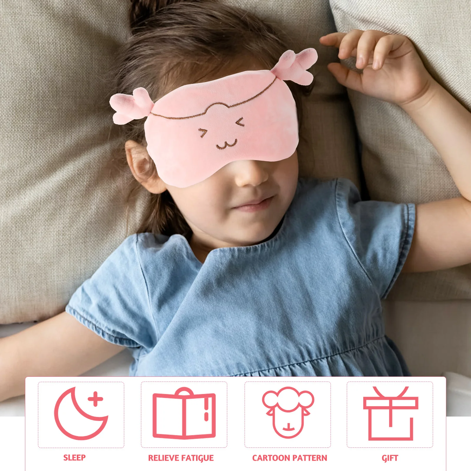 

1Set Cartoon Memory Foam Neck Pillow Kids U-Shaped Travel Nap Pillow with Eye Patch Cervical Napping Supplies