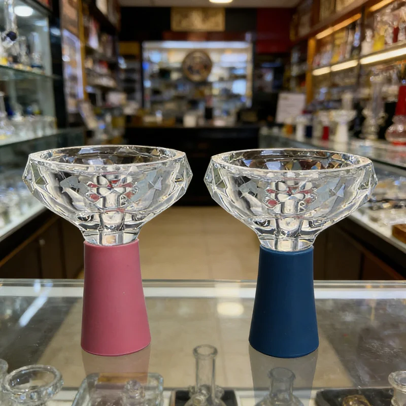 

Thick Glass Diamond Design Glass Bowl Shisha Head Hookah Tobacco Pot Blue/Black/Pink/Red/Purple Fit Heat Management Device