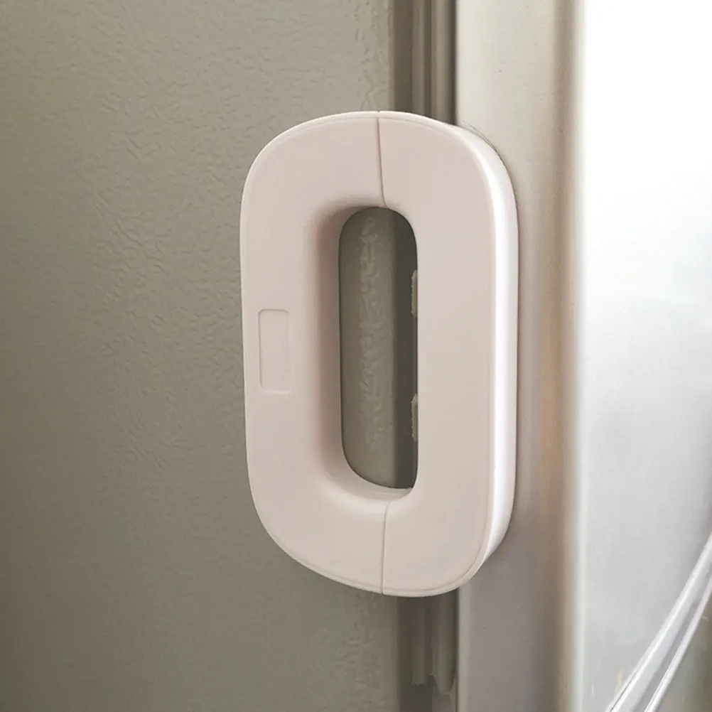 1Set Child Safety Locks Double Button Design Refrigerator Cabinet Door Locks for Kids Finger Protection Easy Install White Grey