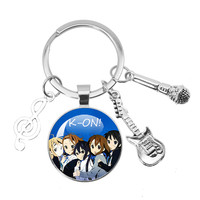 K-ON! Keychain Hirasawa Yu Akiyama Mio Tainaka Ritsu Cartoon Keychain Gift Pendant Anime Keyring Music Accessories Jewelry Gift