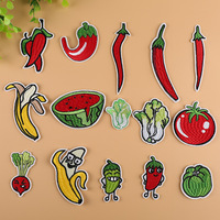 Cartoon Vegetable Fruit Embroidered Cloth Appliques Chili Cabbage Tomato Corn Pepper Cute Iron on Patches for Chef Apron Decor