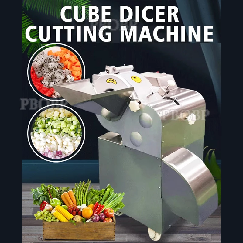 Commercial Automatic Vegetable Fruit Carrot Potato Dicing Cucumber Cube Onion Cutting Machine 300-500kg/h 220V