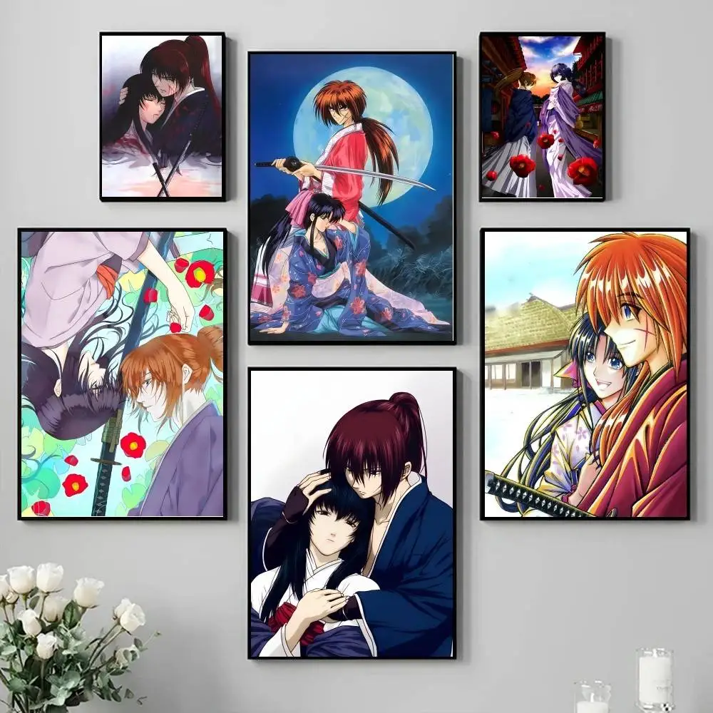 Anime R-Rurouni Kenshin Trust  Betrayal Manga Poster Self-adhesive Art Waterproof Paper Sticker Coffee House Bar Room Wall Decor