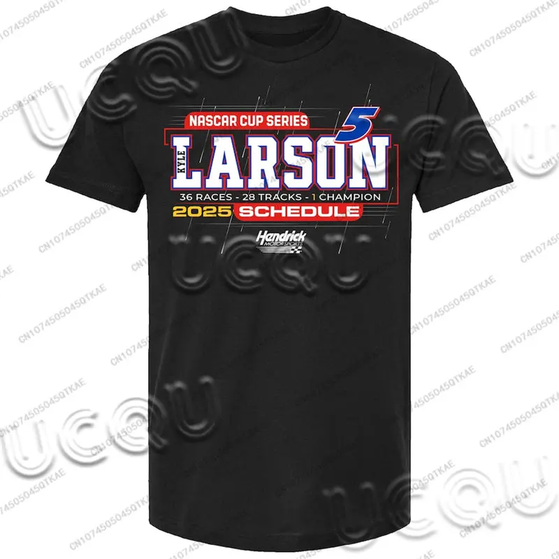 Kyle Larson Hendrick Motorsports Team Collection 2025 NASCAR Cup Series Schedule Black T-Shirt Men And Women's Cotton Tee Tops