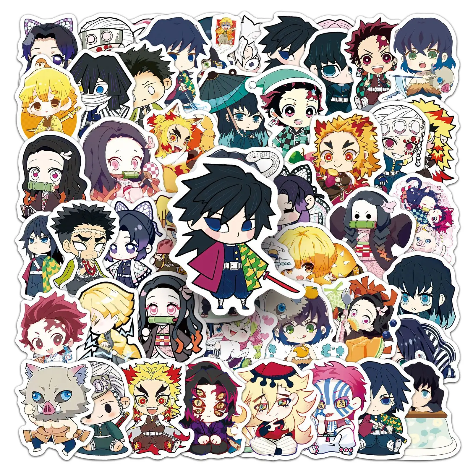 

50PCS Q version of Demon Slayer: Blade Japanese anime creative decoration Guka mobile phone case waterproof sticker Kids Toy