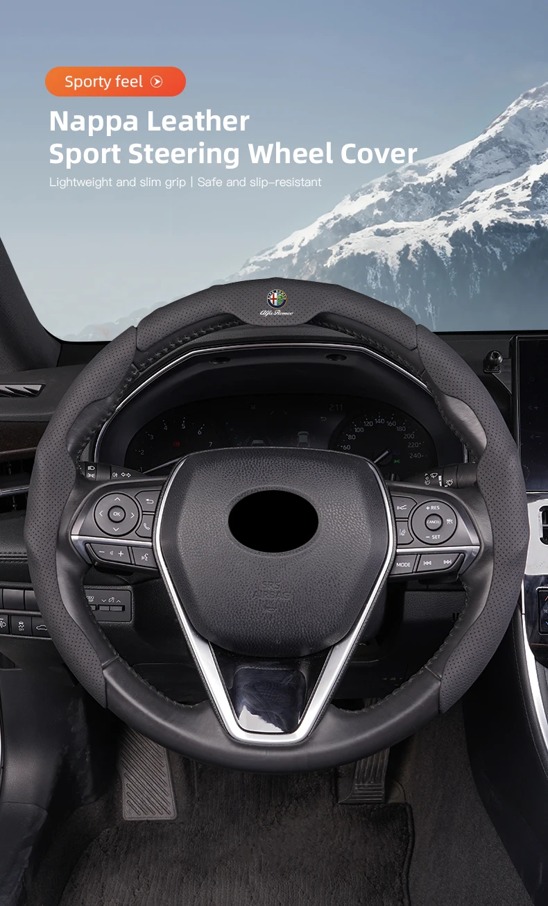 Nappa-Leder Dreistufiger Lenkrad-Antirutschschutz für Alfa Romeo 156 159 147 4C 8C 166 Giulia Giulietta GT 500 – Detail 1