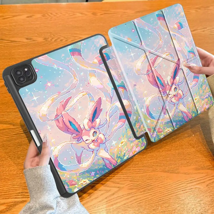 Cute Sylveon P-PokemonS With Pen Slot Cover Tablet Case For iPad 12th 11th Pro M4 13 2025 2026 10th Gen Mini 7 6 5 9th Air 8 M2