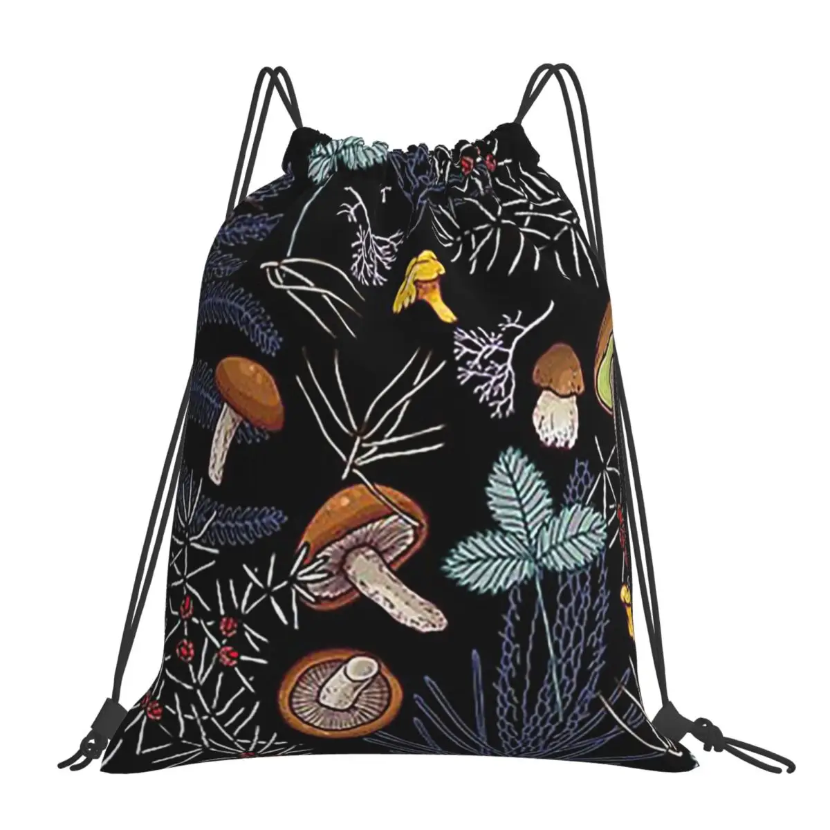 حقائب ظهر على شكل فطر الغابة البرية الداكنة متعددة الوظائف، حقائب برباط محمولة، حقيبة تخزين، حقائب كتب للسفر والمدرسة