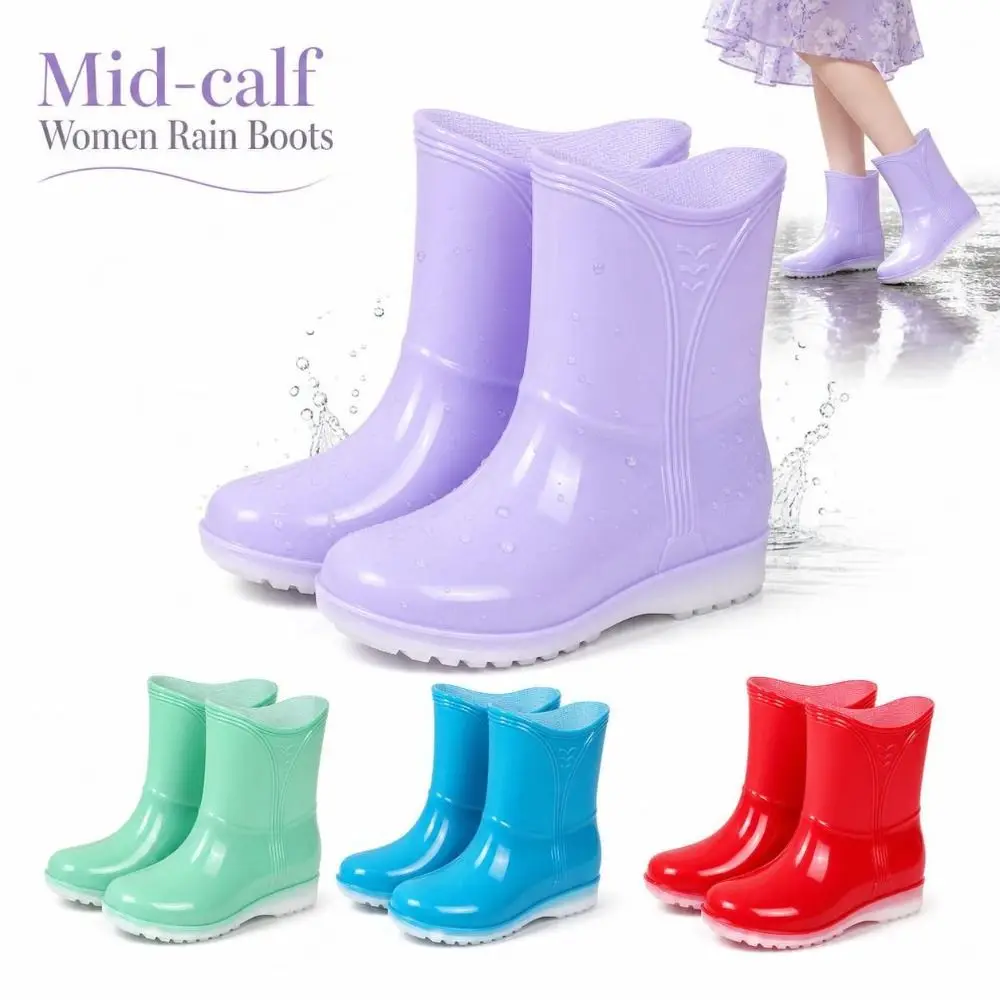 Mid-calf Women Rain Boots Waterproof Wear-resistant Garden Rubber Boots Durable Non-slip Water Shoes For Outdoors,Kitchen,Work view 2