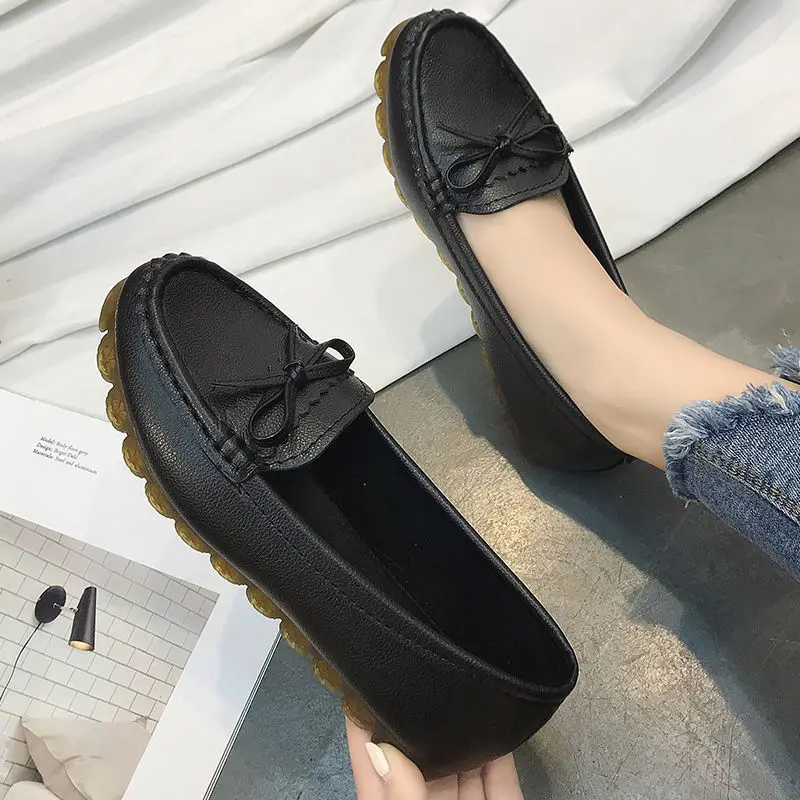 New Spring Summer Bowtie Soft Sole Shallow Loafers Female Casual Flats Office Lady Comfort Loafers Shoe 2024 Women Flat Shoes