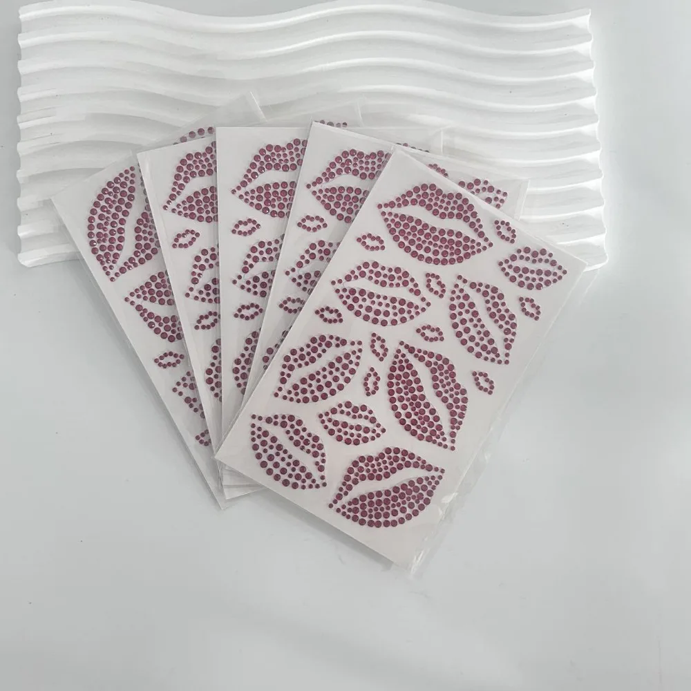 Red Lip Rhinestone Sticker, Facial Lip Print, Self-adhesive Diamond Sticker for Party Music Festival Makeup Decoration
