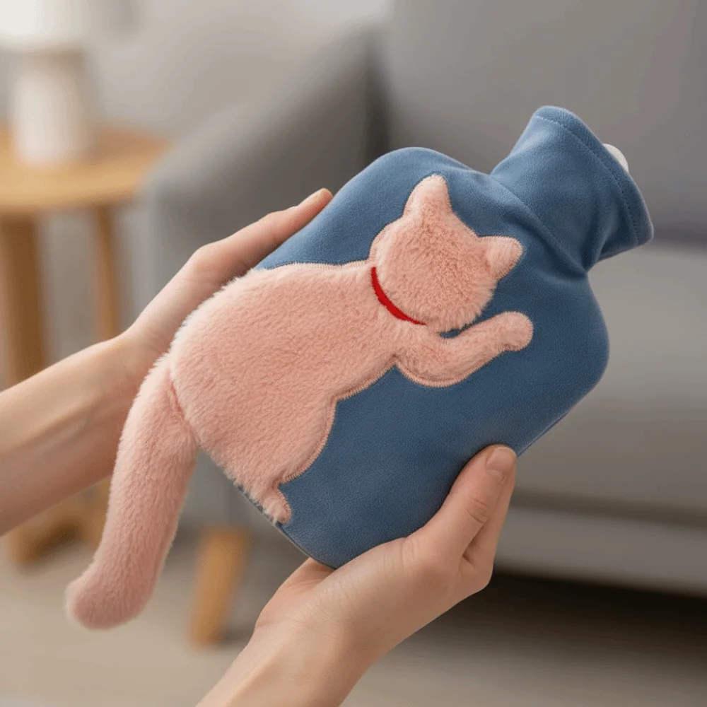 

Cute Long Cat Tail Water-filled Hot Water Bag Cartoon Hand Warmer Thickened Washable Hot Water Bottle Women