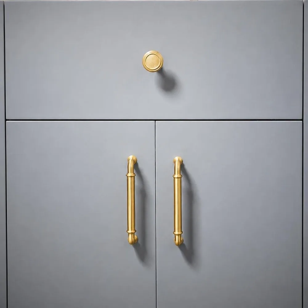 Elegant Solid Brass Cabinet Pulls Polished Smooth Drawer Handles Classic Anti Rust Cabinet Knob Hardware Furniture Cabinets