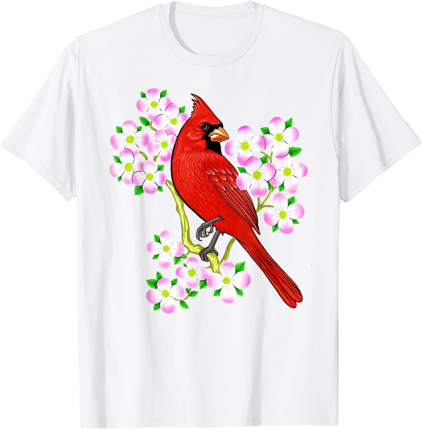 T-Shirt Red Cardinal Bird Dogwood Flower North Carolina Virginia  men clothing  harajuku graphic t shirts oversized 2024new tops