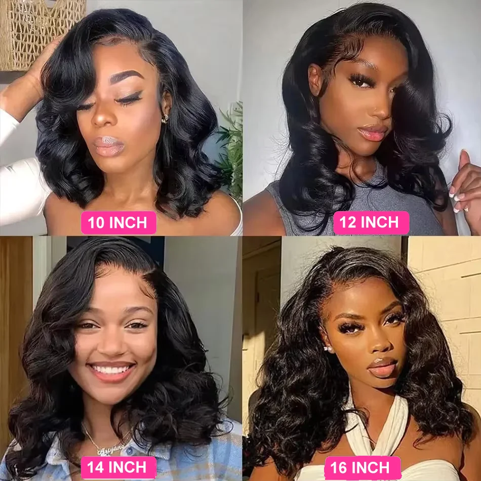 شعر مستعار قصير بوب 13x6 شعر مستعار مموج بدون صمغ شعر بشري جاهز للارتداء شعر مستعار برازيلي 7x5 دانتيل أمامي بدون غراء للنساء مقطوف مسبقًا