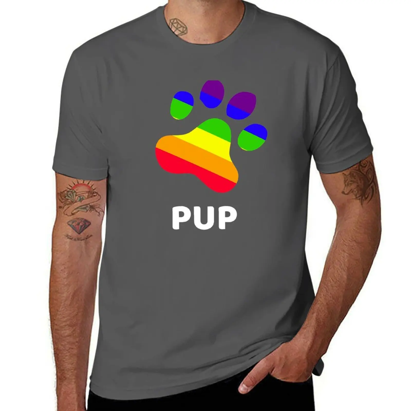 

Rainbow Pup Paw T-Shirt Summer Print Short Sleeve Tee