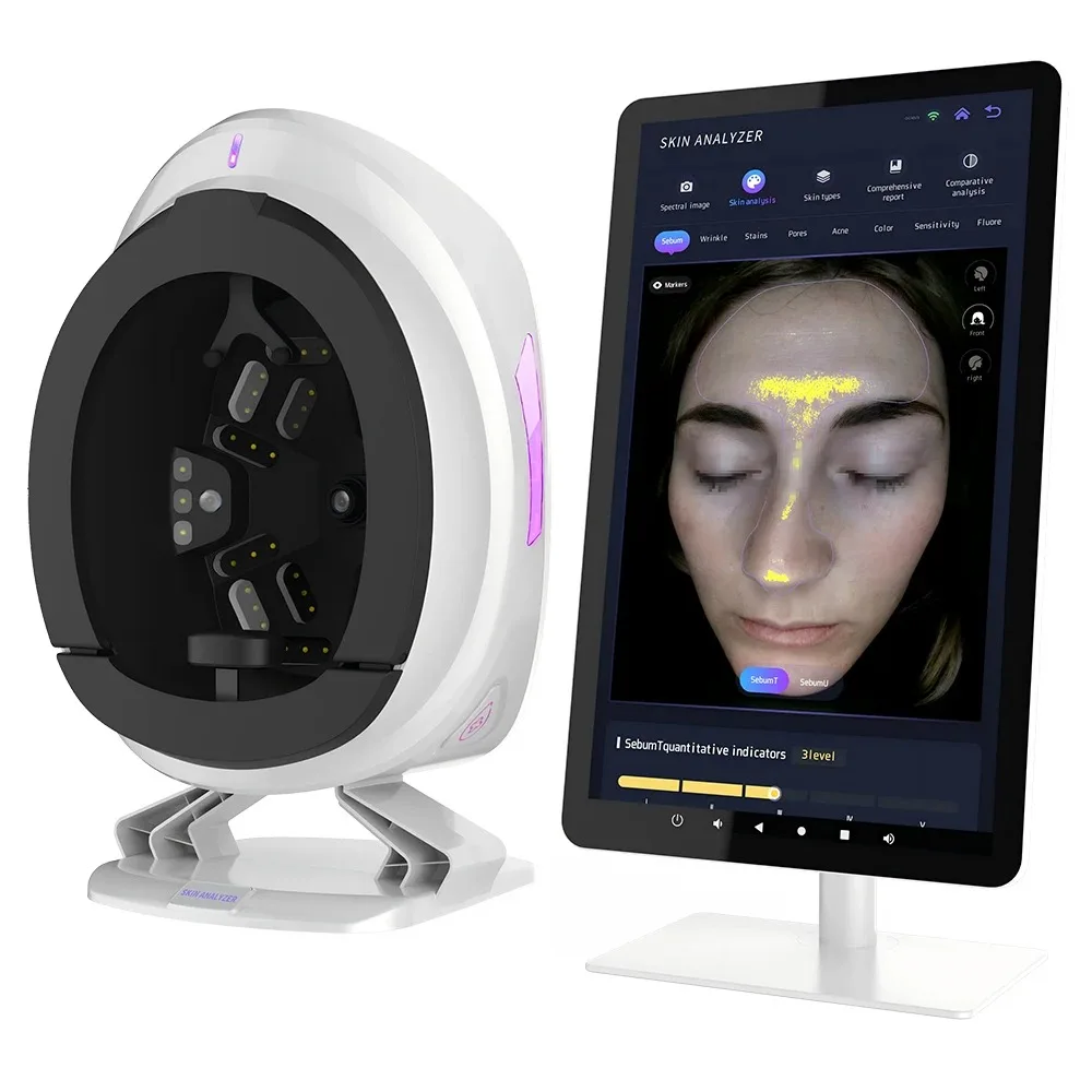 AISIA Q2 3D AI Analisador de Pele Profissional Scanner Facial Acne Detector de Rugas Equipamento Essencial de Salão de Beleza