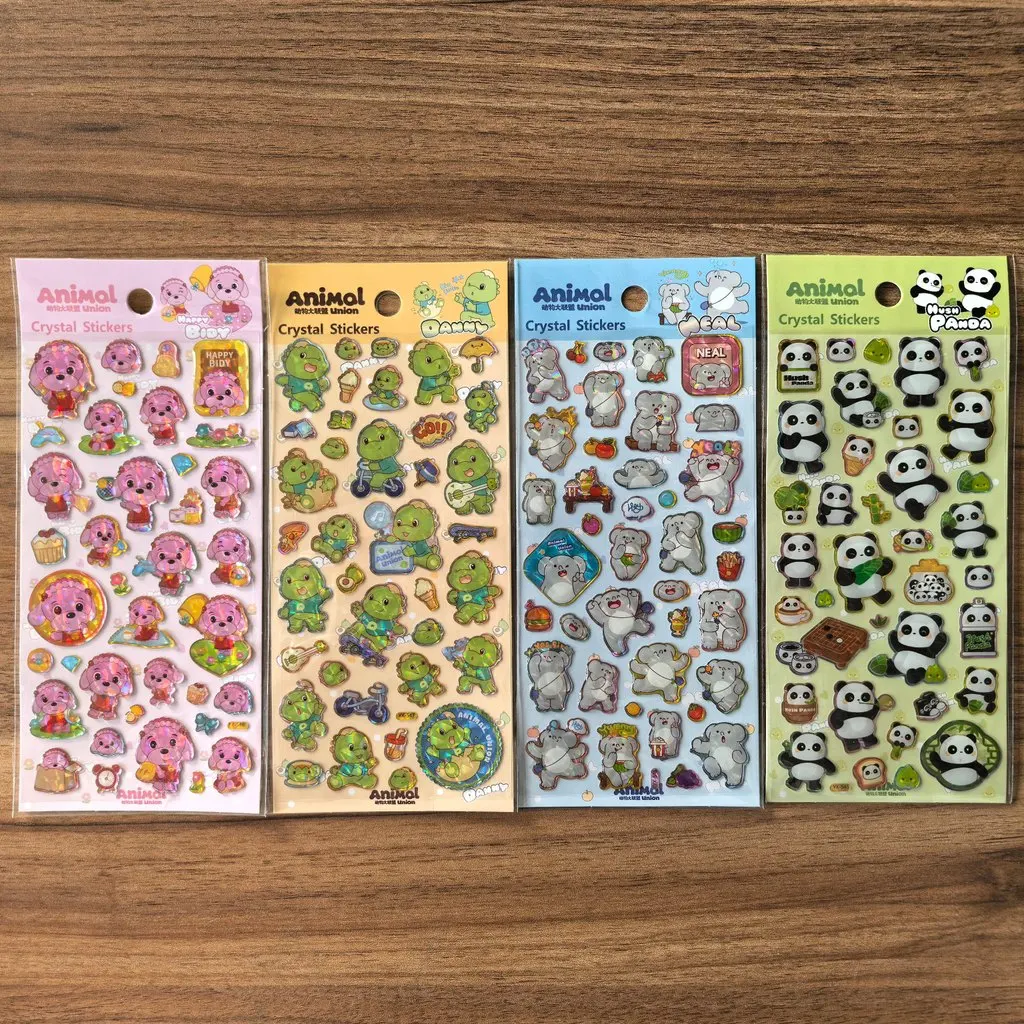 4 أوراق ملصقات كريستال الحيوان لامعة ملونة الحيوان الشارات DIY بها بنفسك الحرف المجلات هدية الديكور BulingBulingStickers Store #3