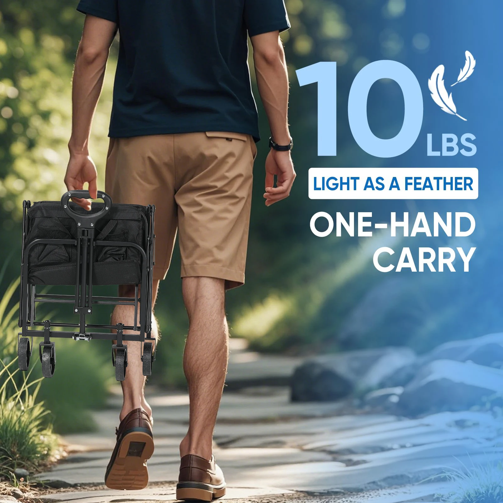 عربة أدوات قابلة للطي شديدة التحمل مع 360 درجة °   عجلات دوارة لجميع التضاريس، محمولة ذات سعة كبيرة للتسوق والمغامرات الخارجية