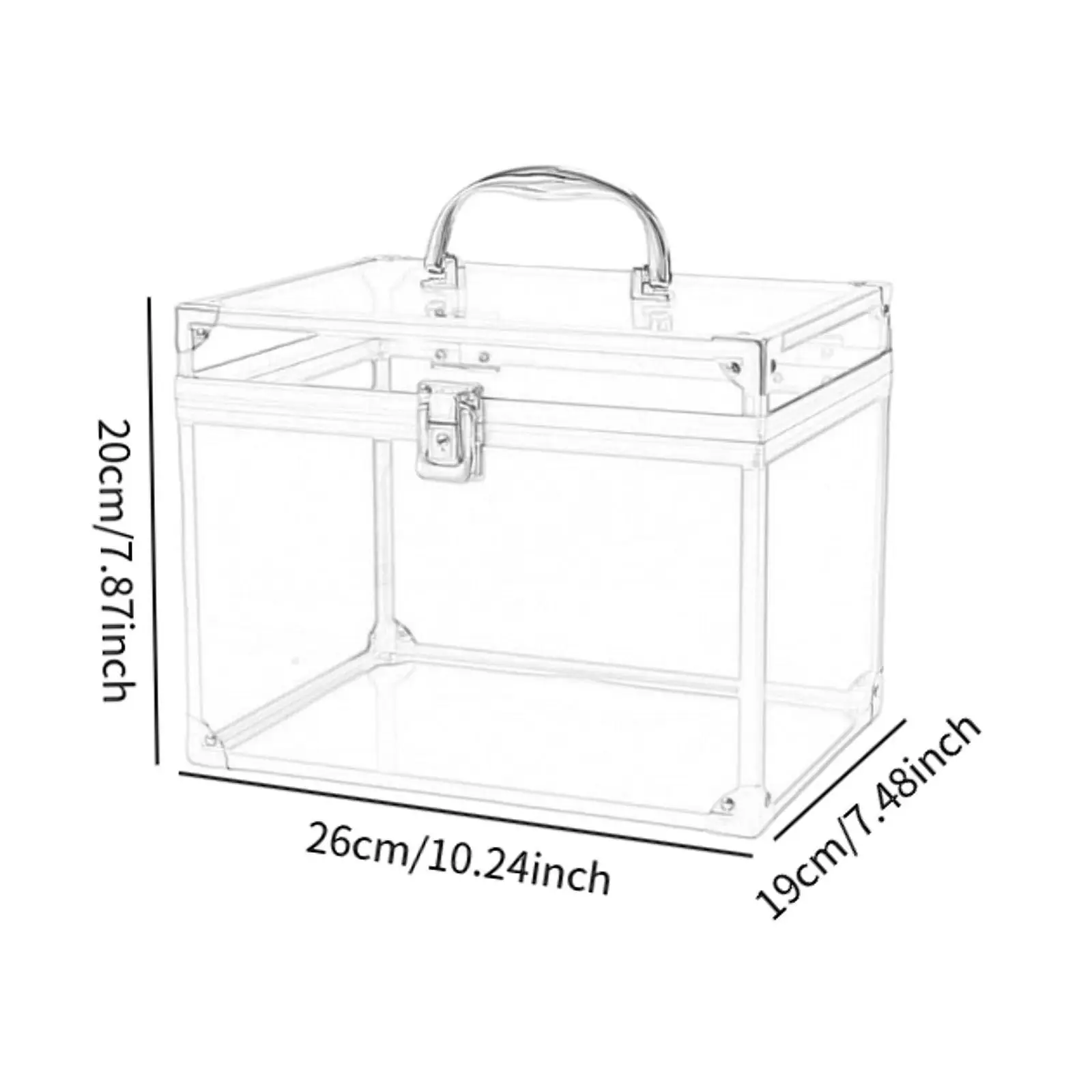 منظم المكياج، علبة عرض مستحضرات التجميل، صندوق تاج مقاوم للغبار، حقيبة سفر متعددة الوظائف من الأكريليك الشفاف مع مقبض لخزانة الملابس