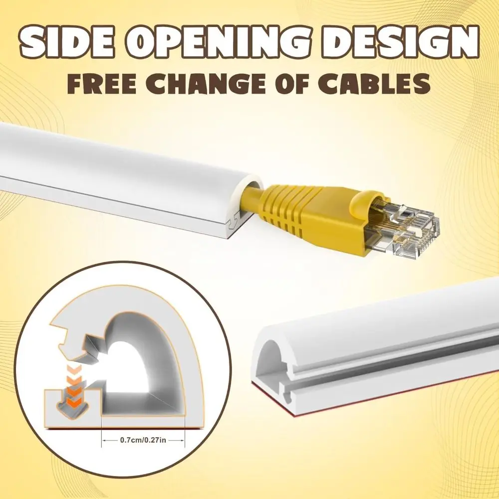 Professional Self-Adhesive Wall Cord Hider Raceway 1m Wire Cover Wall Mount Flexible Cable Concealer Home Office