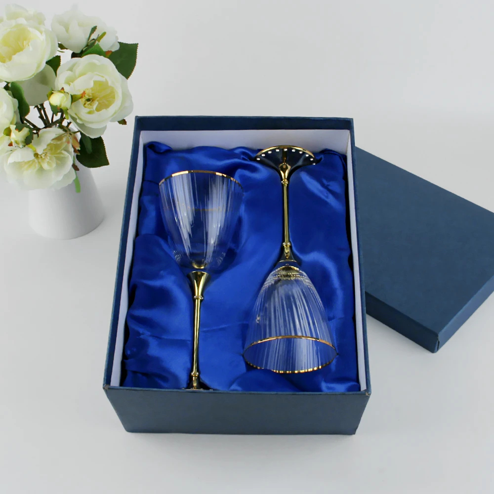 

Набор хрустальных бокалов для шампанского и сладкого вина Golden Champagne Wine Glass Crystal для дома