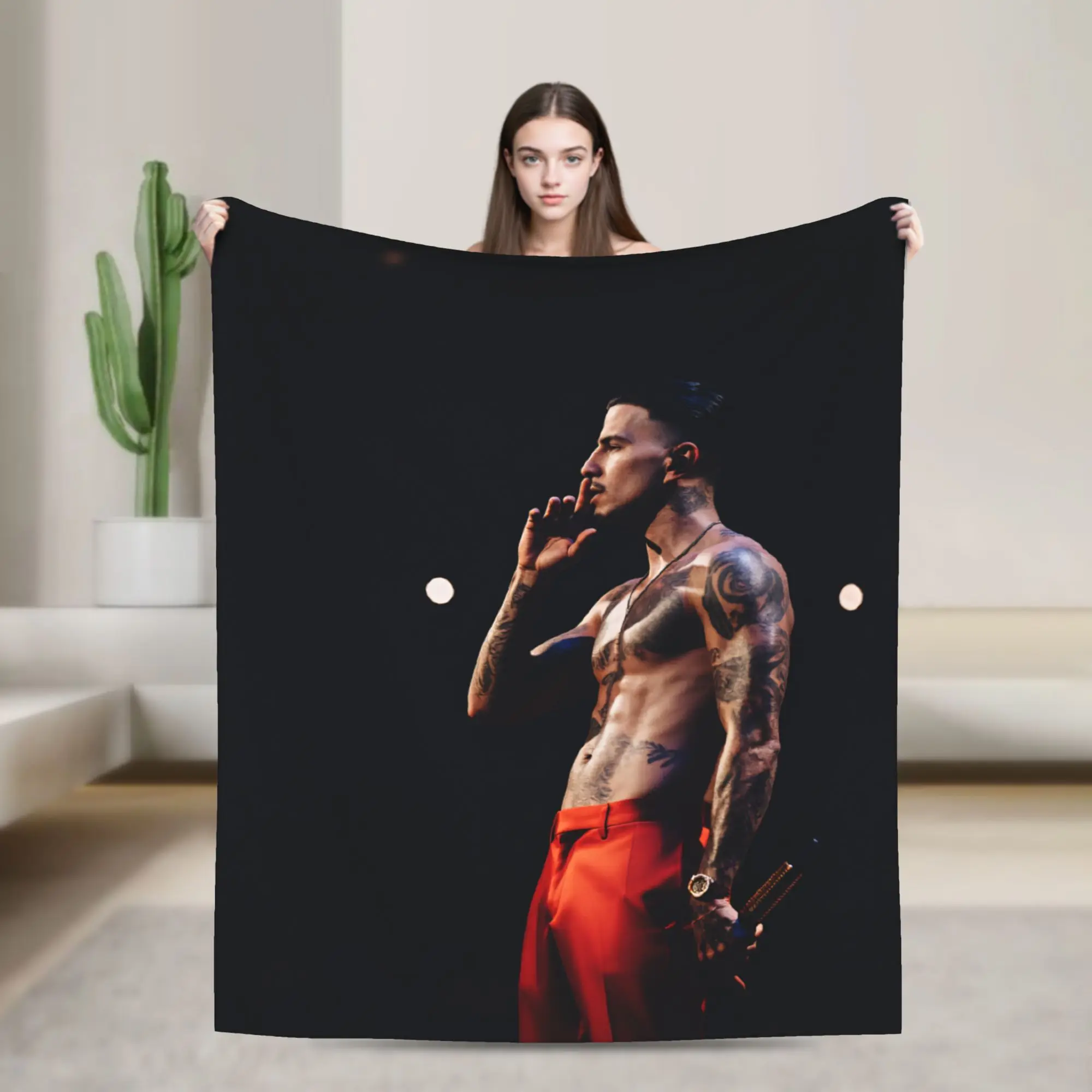 

Soft Warm Blanket Travel Office Rauw Alejandro Singer Rapper Throw Blanket Flannel Bedspread For Couch Chair Sofa Bed Sofa Bed