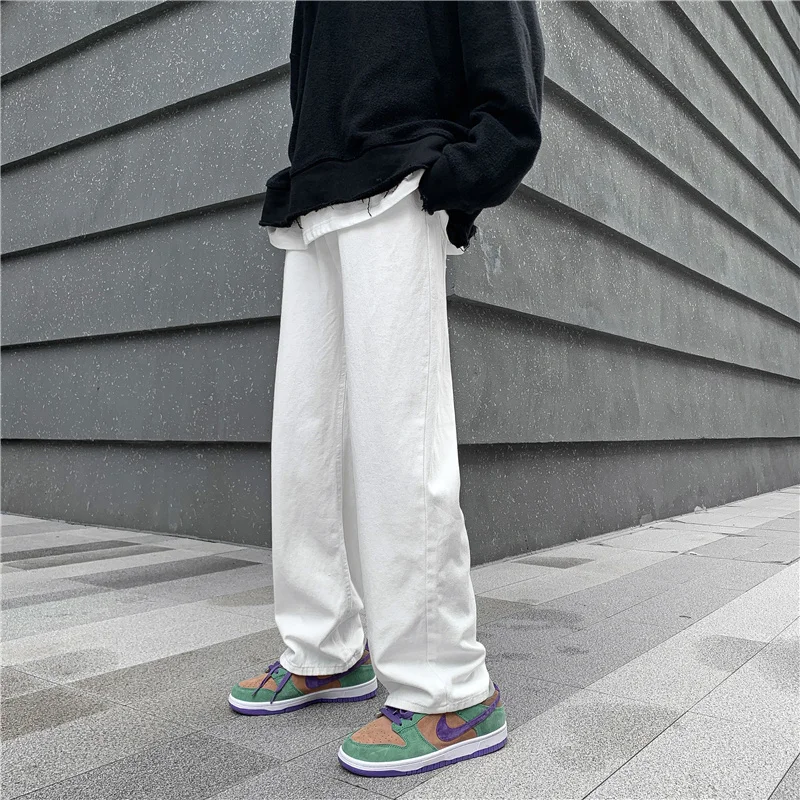 

High-waisted Straight Trend Men’s Jeans Loose Casual Wide-leg Pants 2023 Harajuku Retro Street Hip Hop Denim Trousers B40